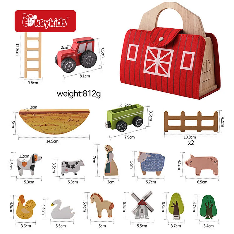 Most popular kids foldable wooden farm toy set for pretend play W06A581